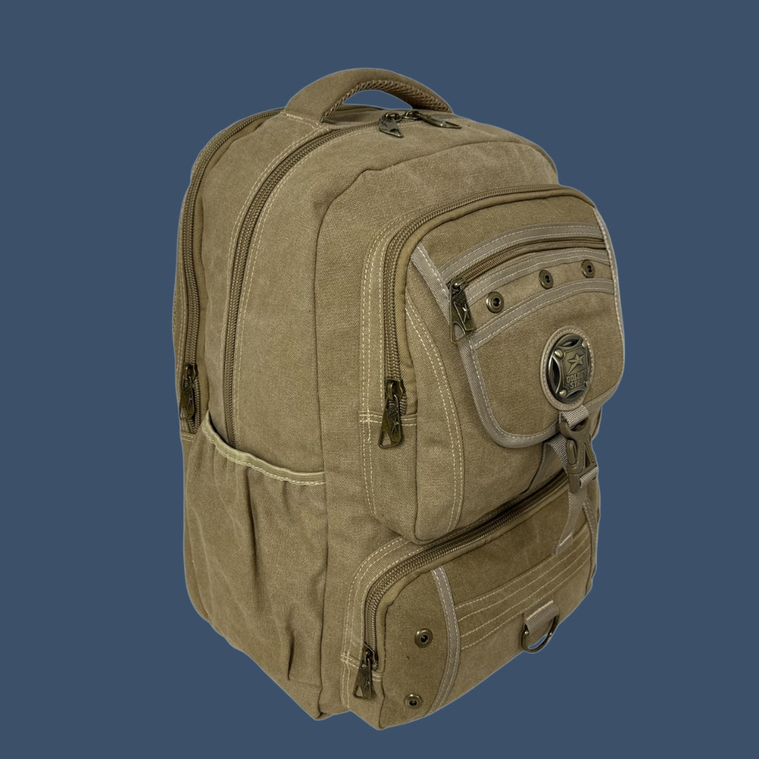 Mochila Tactica De Lona Golden Star Arena Liso Con Costuras