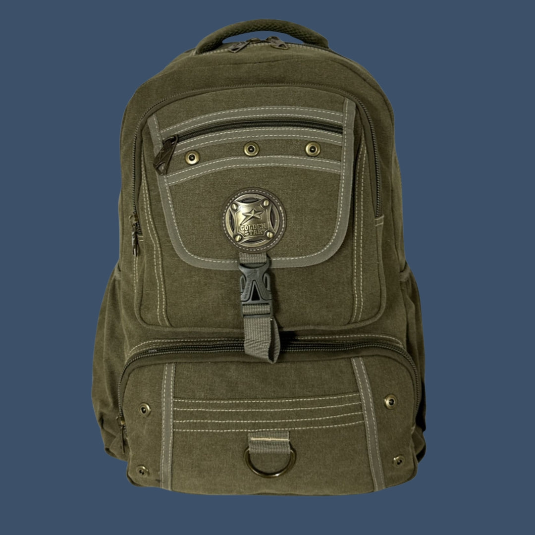 Mochila Tactica De Lona Golden Star Arena Liso Con Costuras